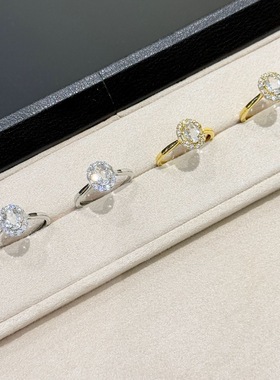 25新款925纯银满白水晶鸽子蛋戒指女优雅个性精致轻奢高级指环