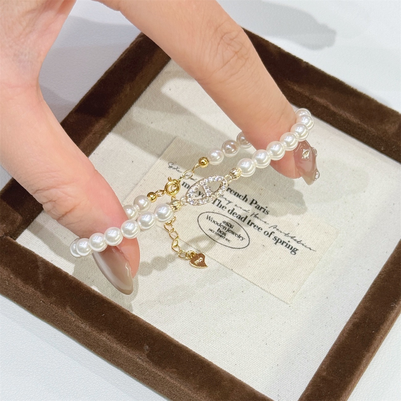 25新款s925银施家珍珠满钻猪鼻子手链女轻奢高级感小众设计手饰