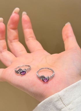 2026新款s925通体纯银天然紫水晶满钻小马钱币戒指女个性本命年