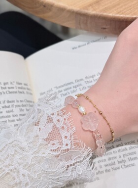 2026新款天然粉晶淡水珍珠樱花粉手链女温柔百搭仙女风精致感手串