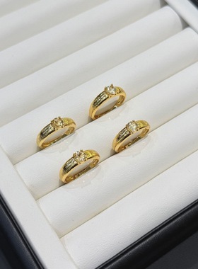 2026新款天然黄水晶金色拉丝四爪戒指女极简轻奢百搭高级气质指环