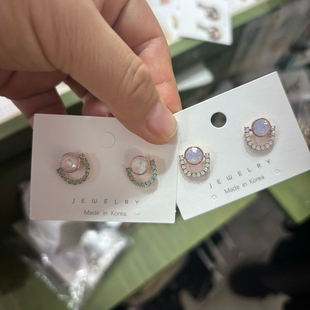 2026新款韩国代购耳饰气质闪亮水钻U形耳钉S925银针耳坠耳环