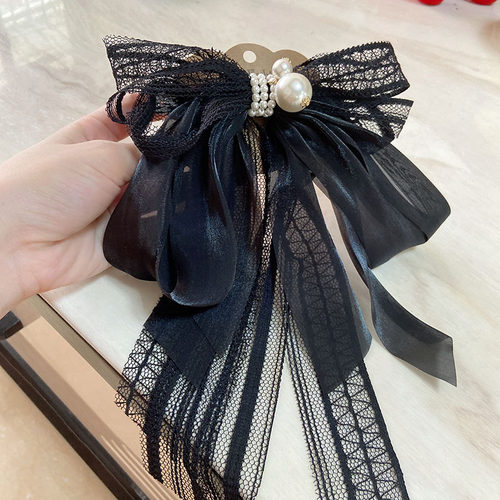 超仙蕾丝发夹蝴蝶结后脑勺顶夹