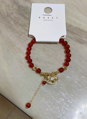 2026韩国代购新年红色玛瑙原石本命年小马手链转运手串新年礼物女