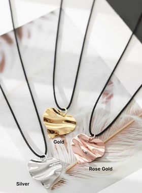 2025新款韩国东大门代购女项链简约心形爱心毛衣链可调节项链配饰