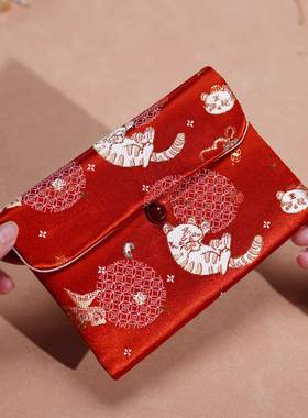 悟追布艺织锦小钱包女手拿包手机袋眉笔口红收纳包珠宝黄金首饰袋