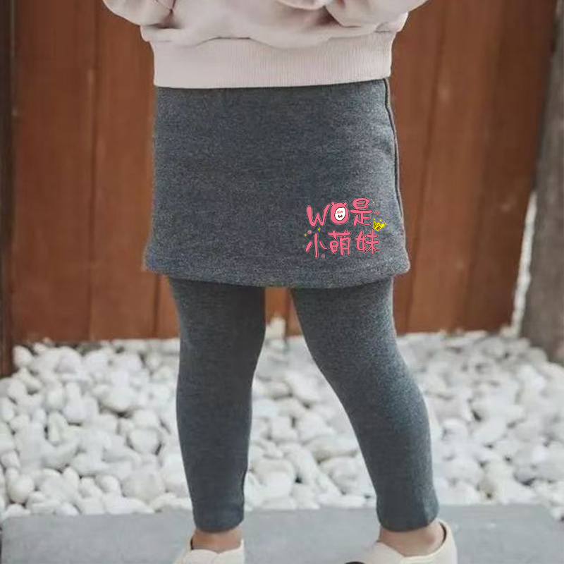 儿童女宝双面德绒裤子打底裤2025秋冬新款洋气女童裙裤假两件外穿