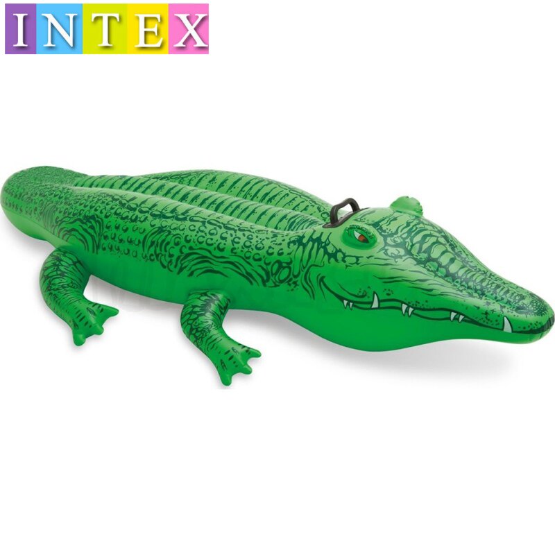 正品INTEX-58546游泳坐骑儿童戏水玩具水上充气鳄鱼座骑加大加厚
