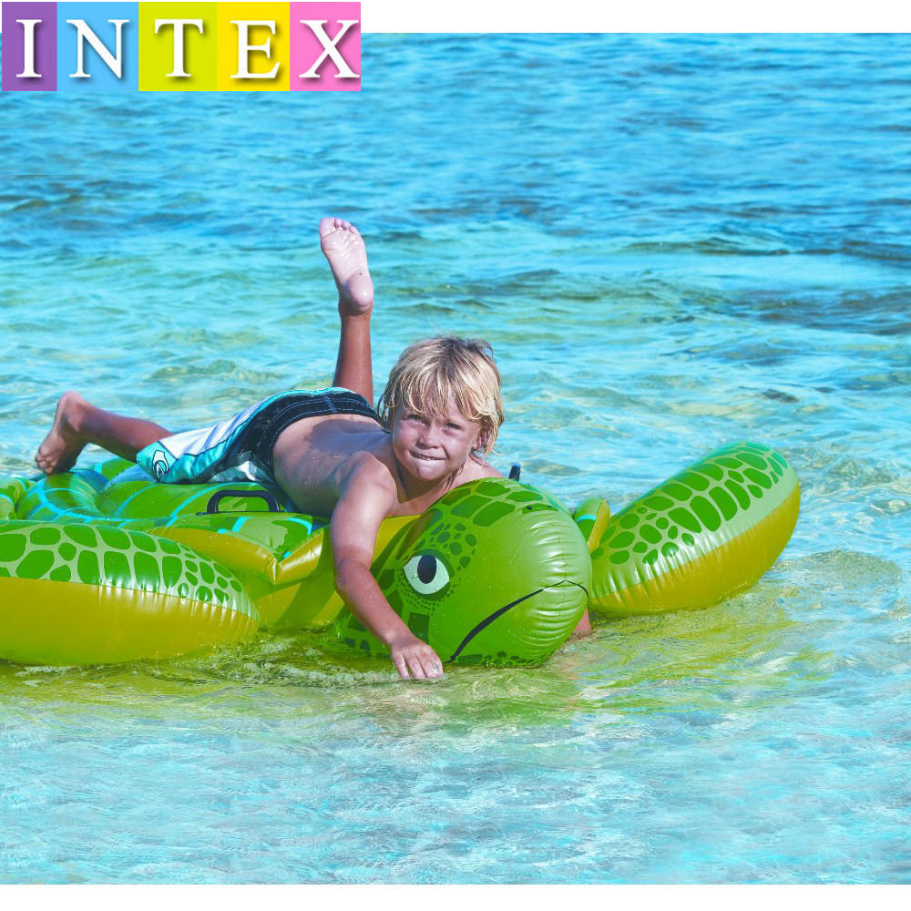 正品INTEX超大海龟座骑儿童水上坐骑游泳浮床戏水玩具浮排充气床