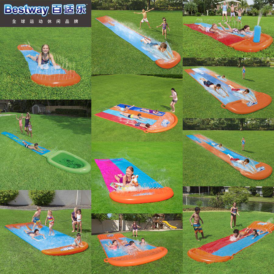 正品Bestway滑水布二人三人儿童冲浪布户外大型滑板加厚玩具滑梯