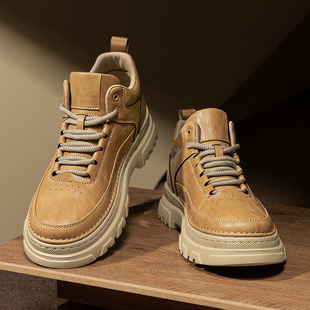 鞋子男鞋冬高帮加绒棉鞋高品质高级感男款超火中帮皮鞋工装马丁靴