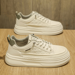 鞋子男鞋春季休闲板鞋男款高级感西装小白鞋一脚蹬免系鞋带皮鞋男