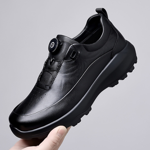 旋转扣免系带舒适时尚 老爹鞋 男2026新款 一脚蹬厚底休闲皮鞋 运动鞋