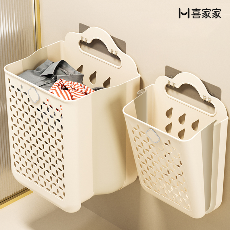 温柔奶油色-大容量可折叠脏衣篓