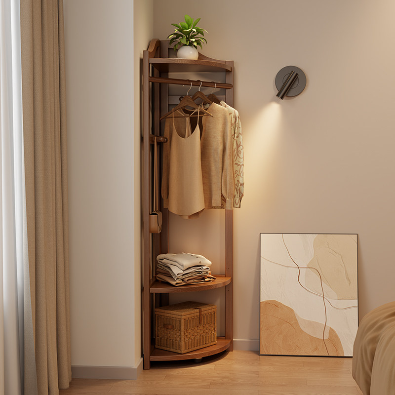 转角衣帽架【进口实木】挂衣神器