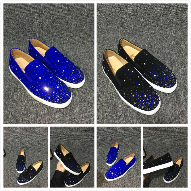 新品铆钉鞋真皮低帮红底CL男女