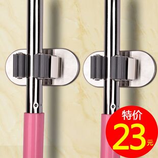 拖把挂钩卫生间扫把挂架强力卡座浴室卡扣免打孔吸盘拖把夹不锈钢