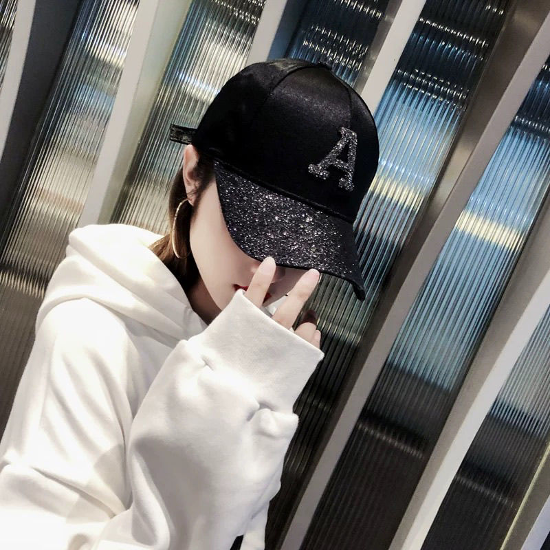 亮片帽子女春夏季新款时尚百搭棒球帽网红韩版休闲街头学生鸭舌帽
