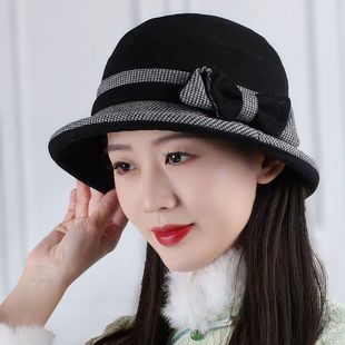 新款妈妈帽子女冬季保暖防寒渔夫帽户外街头时尚盆帽中老年人冬帽