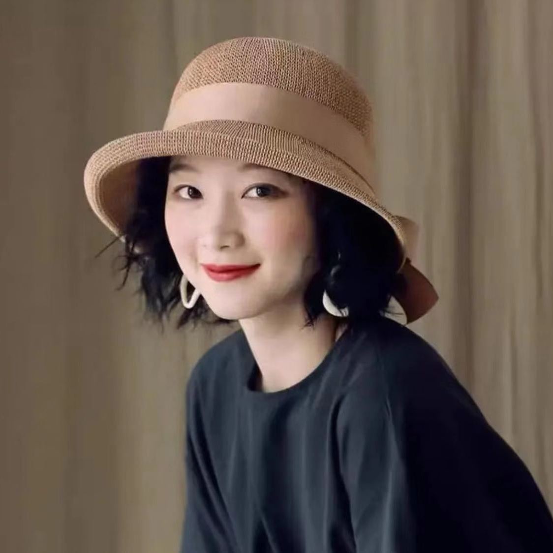 出游渔夫帽子圆顶女显脸小百搭