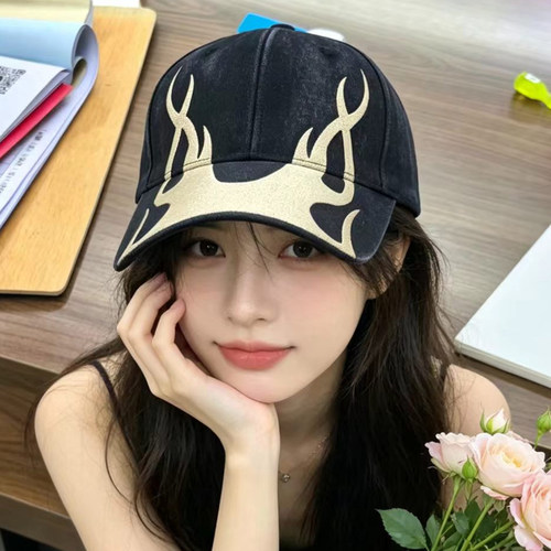 网红火焰刺绣棒球帽男女遮阳帽