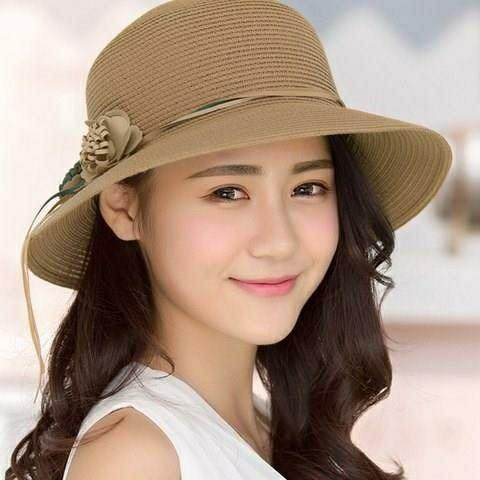 可折叠草帽女韩版学生休闲百搭遮阳帽女防晒帽户外出游时尚盆帽