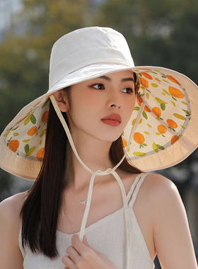 大檐双面帽子女春夏季时尚百搭渔夫帽网红出游休闲沙滩防晒遮阳帽