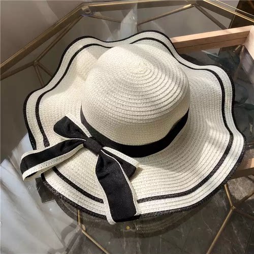 沙滩帽子女春夏季防晒出游草帽夏天时尚百搭登山遮阳帽出游太阳帽