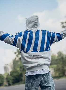 PRBLMS潮牌大LOGO印花卫衣男春秋国潮宽松复古嘻哈连帽情侣衫外套