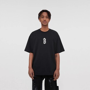 BONELESS基础字体LOGO发泡印花短袖美式高街T恤夏季男女休闲体恤