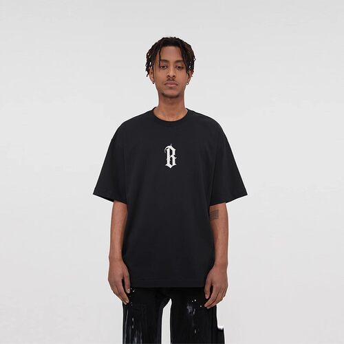 BONELESS基础字体LOGO发泡印花短袖美式高街T恤夏季男女休闲体恤