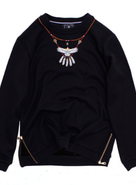 正品现货TCA高桥吾郎Goros潮牌羽毛老鹰刺绣抓绒情侣卫衣