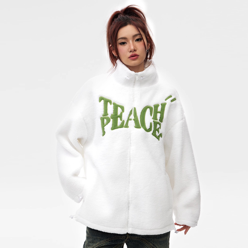 TeachPeace仿羊羔毛宽松棉服