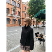 全羊毛长袖 CAFE 立领双排扣呢子大衣 毛呢外套女冬装 新款 ROSE 短款