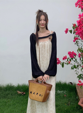 Best U韩系复古披肩防晒衬衫女TCCW夏季新款黑色薄款长袖罩衫上衣