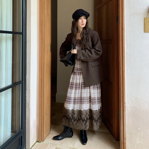 BestU纯色宽肩西装外套女