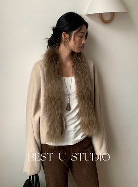 TCCW复古可拆卸毛领呢子外套女秋冬新款Best U百搭显瘦大衣上衣