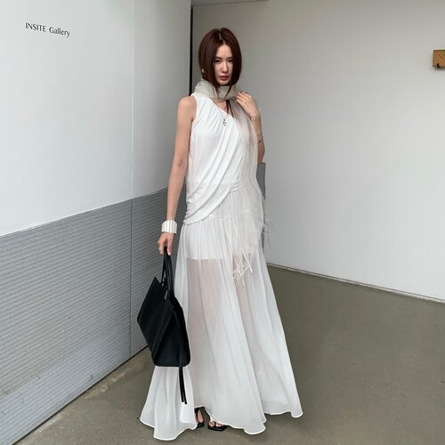 TCCW松弛感米白色裙裤女垂感