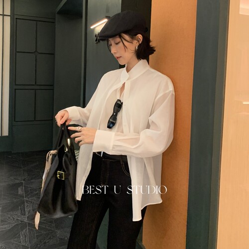 TCCW假两件衬衫女2026年秋季新款