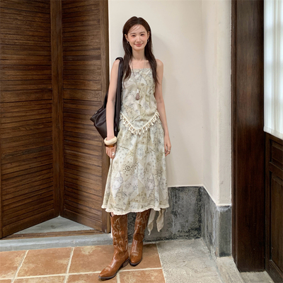 BestU波嬉风不规则印花半身裙