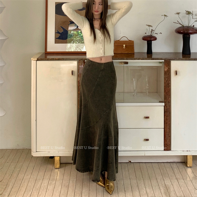 BestU不规则牛仔半身裙女
