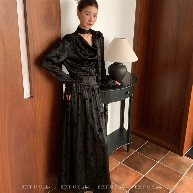 BestU气质显瘦提花暗纹半身裙