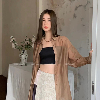 BestU设计感小众纯色防晒衬衫