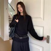 百搭宽松气质针织衫 Best U韩系纯色软糯圆领毛衣女秋冬新款 上衣