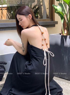 BestU沙滩裙挂脖大露背夏季新款