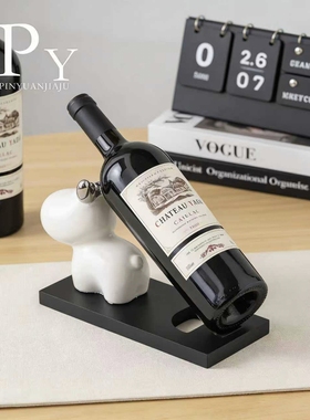 现代简约创意陶瓷小鹿红酒架摆件酒柜装饰品客厅艺术装饰品