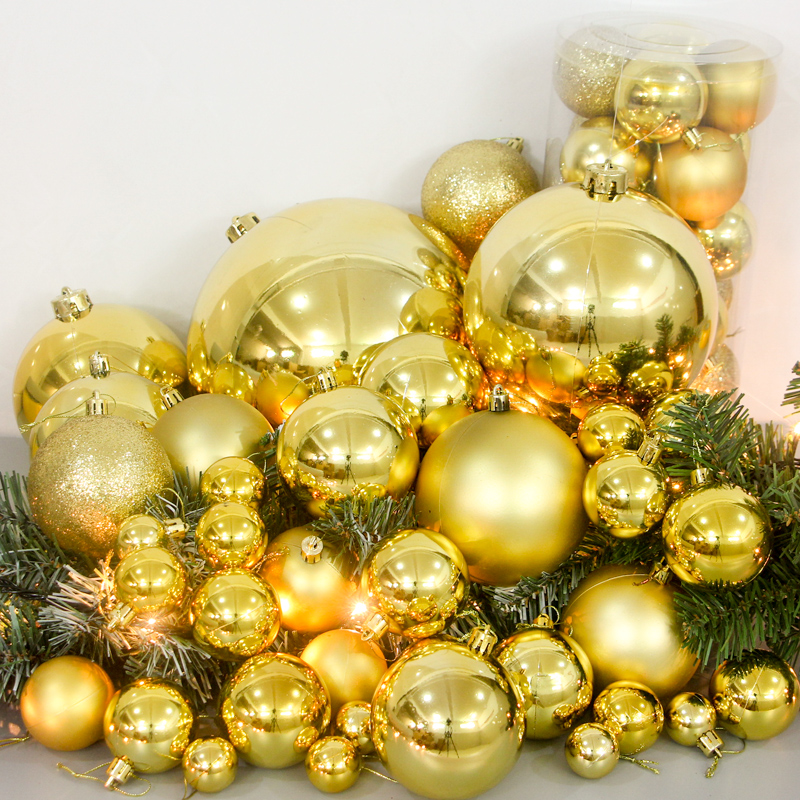 金色电镀球圣诞球挂件国庆元旦节日装饰彩球亮光雾面哑光球闪粉球