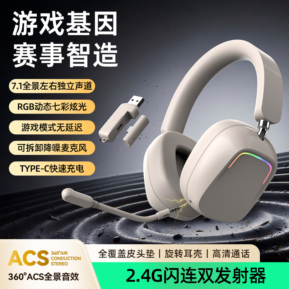 2.4G无线耳机游戏电竞电脑USB接口头戴式视频网课通话手机蓝牙