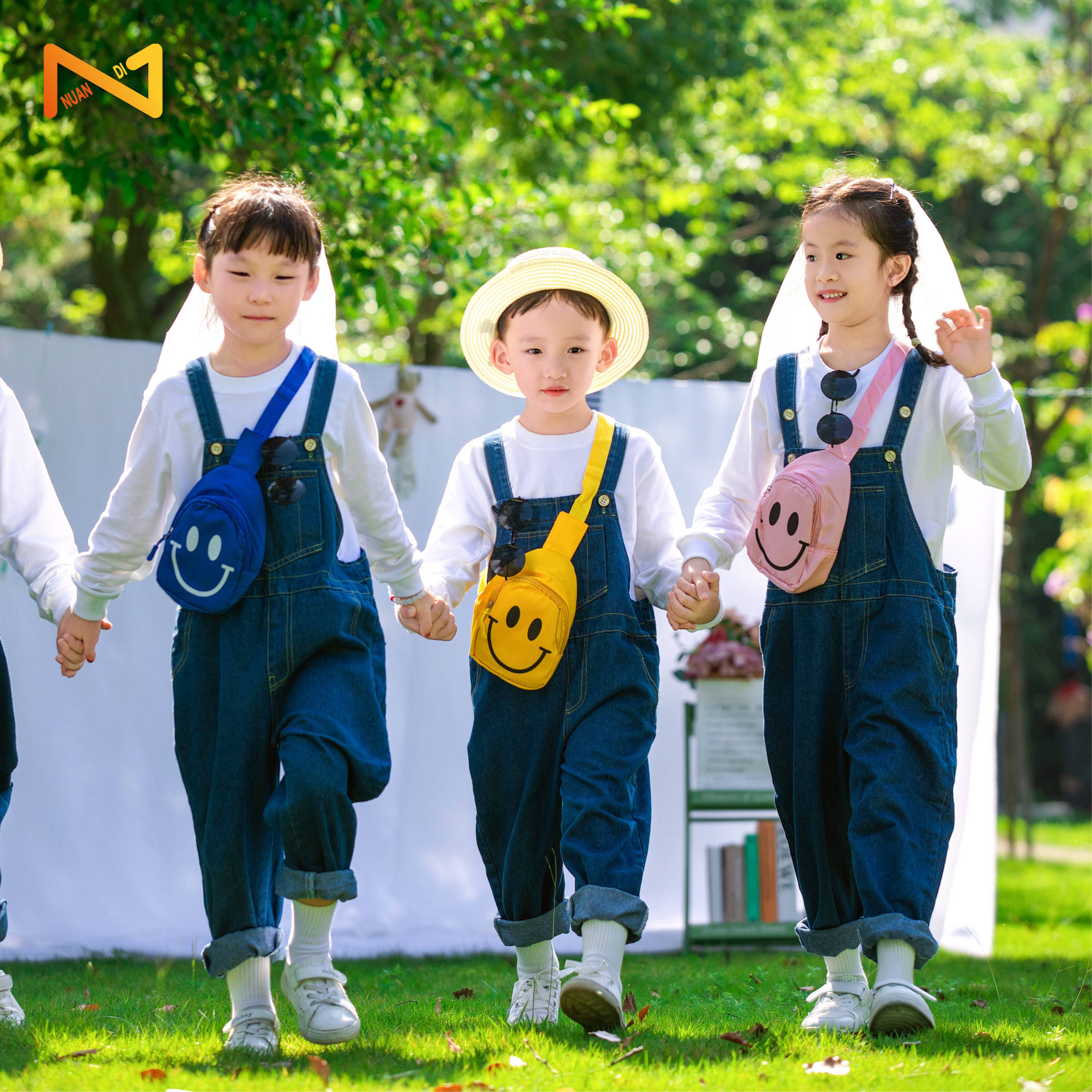 儿童牛仔背带裤秋冬长袖加绒卫衣亲子装舞蹈服糖果色笑脸包包背包,童装/婴儿装/亲子装,儿童演出服,淘宝优惠券,粉丝福利购,淘宝优惠卷