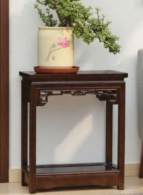 实木新中式花架玄关架桌